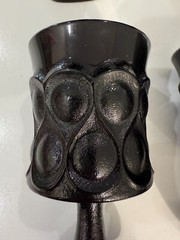 Rare 1970’s Noritake Spotlight Vintage Ebony Black Glass Goblet Lot of 6