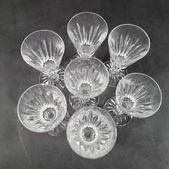Kosta Boda Pyramid Crystal Cordial/Wine Tasting Glass 4″ Lot of 7 Signed