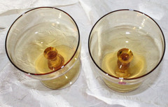 Vintage set of 4 amber likely Italian Art Glass hand blown 1960s-1970s