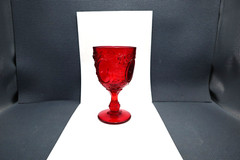 L G Wright Glass Mirrors & Roses Ruby Goblet 6 3/4″