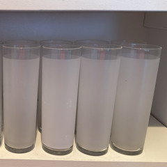 Set of 8 Vintage Libbey White Frosted Highball Drinking Glasses 7″
