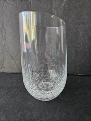 Pier 1 CRACKLE Slanted Angled RIM Glass Stemless Wine Glass 5 3/4 » Tall