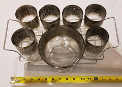 Vitreon Queens Lusterware Mid-Century Barware Glasses Ice Caddy Silver Ombre