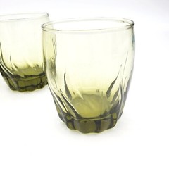 4 Anchor Hocking Ivy Green Glasses Park Central Star Fire Swirl Short Drinking