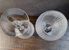 Mid Century Clear Cut Wine Goblet Vertical And Horizontal Design (Set Of 2) 9″H