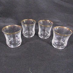 Mikasa Jamestown Gold Set of 4 Double Old Fashioned Gold Trim Glasses 3 3/8″