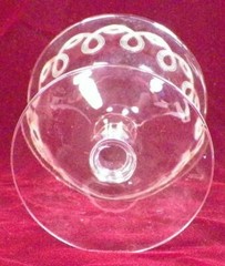 Sherbet Champagne Goblet Optic Panel Needle Etch Elegant Glass Spiral Loops HELP
