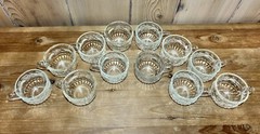 Jeanette Glass Punch Cups Set of 12 MCM Embossed Apple Grape Pear 1960’s