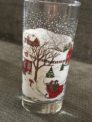 Libbey Christmas~Winter Village Scene 6.25” Tumbler Glass~Vintage
