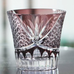 1pc Purple Edo Kiriko Crystal Bohemian Hand Cut Cased Whiskey Glass 220ml/8oz
