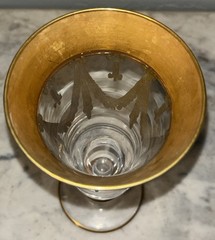 MEDICI FOOTED CHAMPAGNE FLUTE GLASS 24K GOLD NEIMAN MARCUS HORCHOW, 8 OZ 7.75″