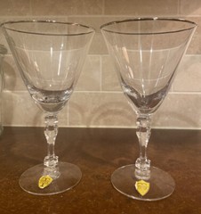(2) TIFFIN-FRANCISCAN MONTCLAIR WATER GOBLETS PLATINUM TRIM