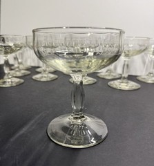 Set Of 11 Vtg Ribbed Sherbet Stemware Champagne Coupe Cocktail Clear Glasses