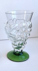VTG Hand Blown/Molded Grape Bunch~Green Pedestal Foot Cocktail Glass~SET OF 6
