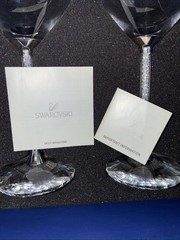 Swarovski Stemware White Wine Glasses Crystalline 1095948 New in Box Very Rare!