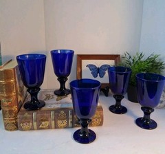 Vintage Libbey Cobalt Blue Ice Tea Flare Glasses