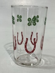 Vintage Lucky Horseshoe Shamrock Glasses Set of 12 Mid Century Barware Irish