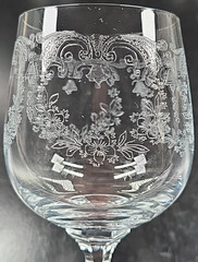 7 Import Assoc Cascade Wine Glass Set Vintage Floral Etch Cut Stemware Retro Lot