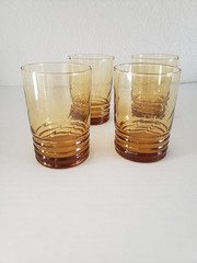 Vintage Libbey Amber Honey Gold Juice Glass Mid Century Modern MCM Lot Of Four
