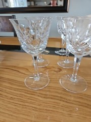 Nachtmann Nierstein Cut Crystal Wine Glasses Criss-Cross & Fan Design (6)