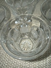 SET OF 4 Fostoria Coin Glass Frosted Clear Whiskey Tumbler Glass 4” Tall 1950’s
