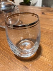 Vintage Clear Glass Bedside Tumble Up – Carafe & Tumbler – Silver/Platinum Trim