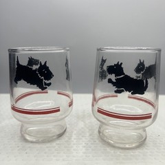 Federal Glass Vintage Scottie Scottish Terrier Juice Tumbler Glasses Set Of 2 3”