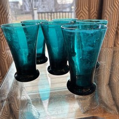 Royal Leerdam Williamsburg CW5T Blenko Emerald Ice Tea Glasses (6) Rare NOTE