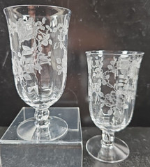 2 Fostoria Willowmere Juice Glasses Set Vintage Clear Floral Etched Stemware Lot