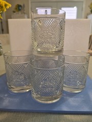 Ralph Lauren Safari Plaid Crest Double Old Fashioned Rocks Glasses Set Of 4