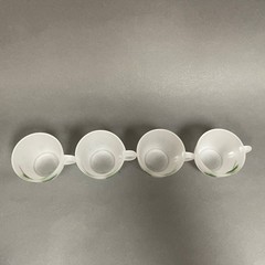 Vintage Federal Glass Punch Bowl Cups Satin Frosted Ivy Green Lot of 4