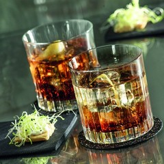 Vertical Cut Crystal Whiskey Glasses Classic Style Italian Drinkware Set of 6