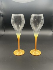 Champagne Glasses Yellow Fade Stemmed Liquor Set Of Two