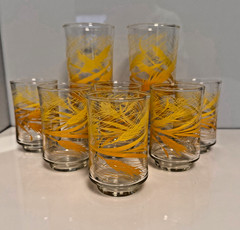 Set of 8 Vintage Libbey Golden Wheat Harvest Glass – 2 16 oz Coolers and 6 Juice
