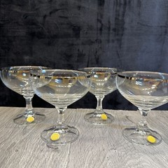 Vintage West Germany Gold Rimmed Crystal Champagne Stemware Glasses – New!