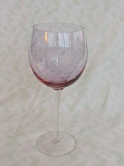 Glass Goblet With Etched Lavendar Bowl And Clear Stem