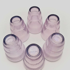 Purple Cocktail Glasses Water Tumblers Textured Flared Amethyst Lilac Set of 6