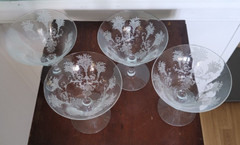 SET 4 MORGANTOWN MAYFAIR OPTIC 7668, 7711 – CRYSTAL CHAMPAGNE COCKTAIL GLASSES