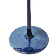 VTG Randy Strong Cobalt Blue Teal Wine Goblets Feather Peacock Signed 1980 8.5″