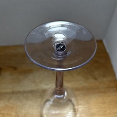 6 Etched Glass Wine Glasses With Etched Grapes & Different Color Stems