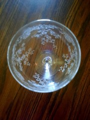 Set Of 2 VTG Saint Louis Crystal Cleo Etched Wine Glasses Pre-1936