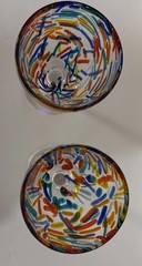Pier 1 Confetti Handcrafted Art Glass Goblets 16oz 8″ Rainbow Set of 2