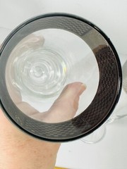MCM Checkered Silver rim Stemmed Glasses Pilsner Dorothy Thorpe Style Band RARE
