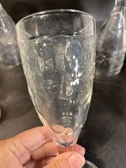 7 Vintage Arcoroc France Clear Molded Embossed Fruit Design Goblets Wine Water