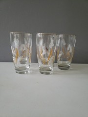 Vintage Libbey White And Gold Wheat Glasses Set Of 5