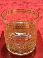 Vintage Culver Gold Mesh Basketweave Lowball Rocks Glasses 22K Set-6 MCM Ex Cond