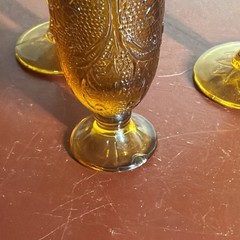 Indiana Glass Collectible Goblets Amber Set Of Three With Salt And Pepper Shaker