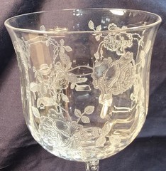 LOT 3 FOSTORIA 7 1/4” WINE WATER WILLOWMERE ETCH PATTERN GOBLET CELLINI BLANK