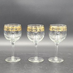 3 – Vintage Culver VALENCIA 5-3/4″ Wine Glasses 22K Gold MCM Midcentury Barware
