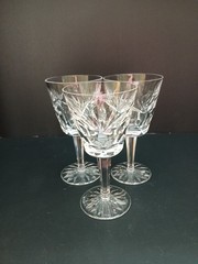 Set Of 3 Vintage Waterford Crystal «Ashling» Claret Wine Glasses-5 7/8- Ireland